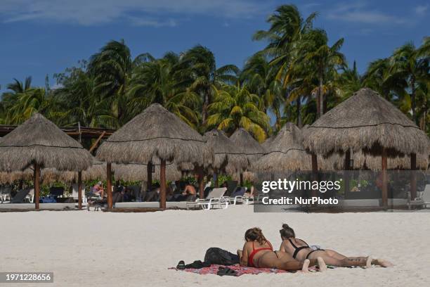 Beachside in Isla Mujeres, on December 5 in Isla Mujeres, Quintana Roo, Mexico.