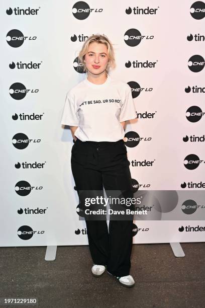 Anais Gallagher attends the launch of The Lovestruck Collection by Chet Lo for Tinder, at Protein Studios on February 1, 2024 in London, England.