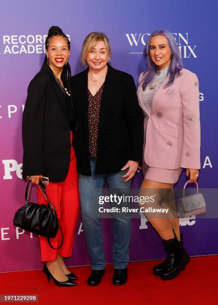 Kelley Purcell, Maureen Droney and Jessie Allen at A Celebration of Women In The Mix held at GRAMMY House on February 1, 2024 in Los Angeles,...