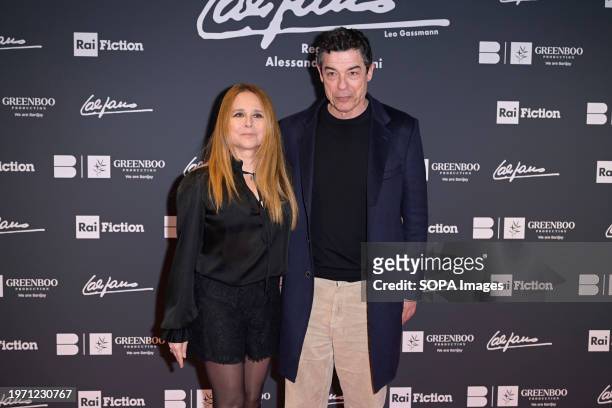 Sabrina Knaflitz and Alessandro Gassmann attend at the red carpet of the Rai tv movie "Califano" at The Space Cinema Moderno.