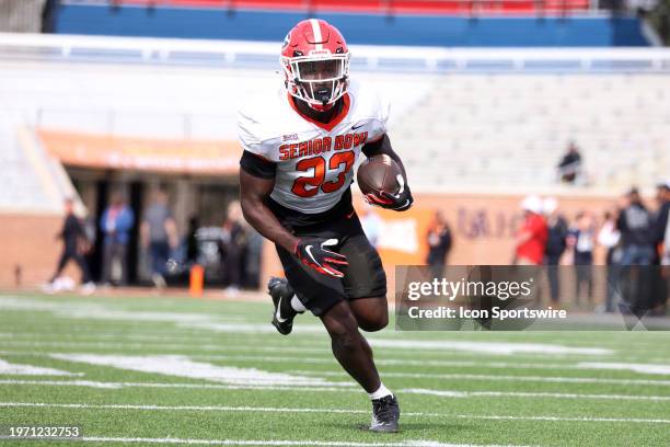 American running back Daijun Edwards of Georgia during the American team practice for the Reese's Senior Bowl on February 31, 2024 at Hancock Whitney...