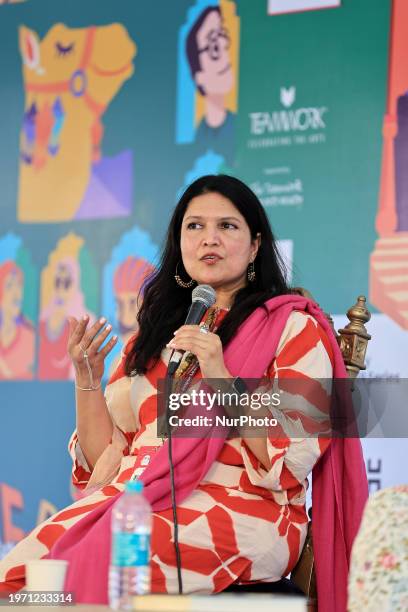 Sonora Jha is participating in a session at the Jaipur Literature Festival 2024 in Jaipur, Rajasthan, India, on February 1, 2024.