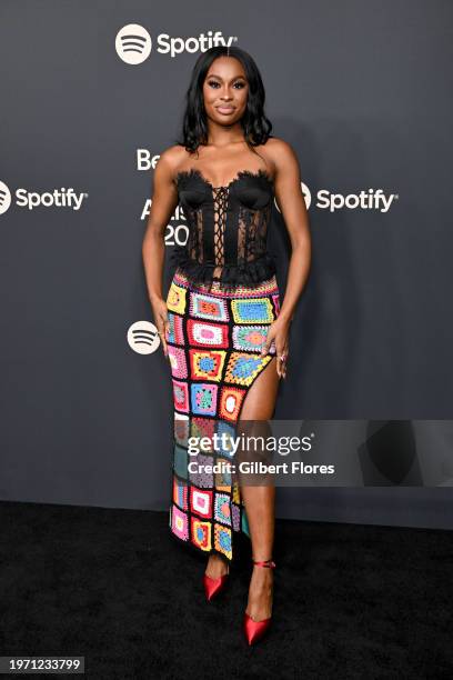 Coco Jones at the Spotify Best New Artist Party held at Paramount Studios on February 1, 2024 in Los Angeles, California.