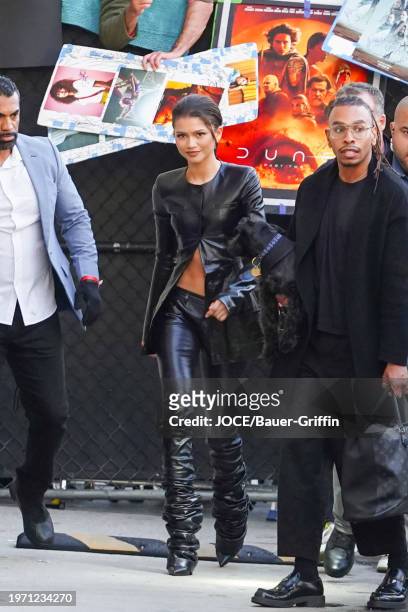 Zendaya is seen arriving at the 'Jimmy Kimmel Live' Show on February 01, 2024 in Los Angeles, California.