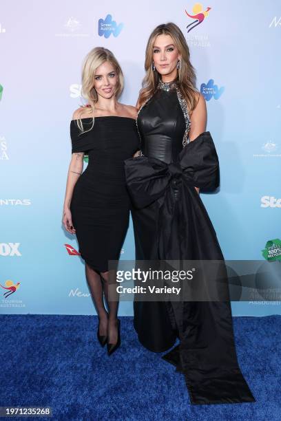 Samara Weaving and Delta Goodrem at the 21st Annual G'Day USA Arts Gala held at Skirball Cultural Center on February 1, 2024 in Los Angeles,...