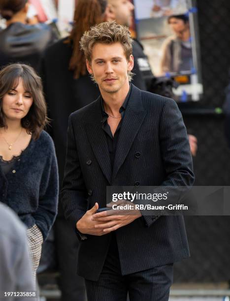 Austin Butler is seen arriving at "Jimmy Kimmel Live!" on February 01, 2024 in Los Angeles, California.