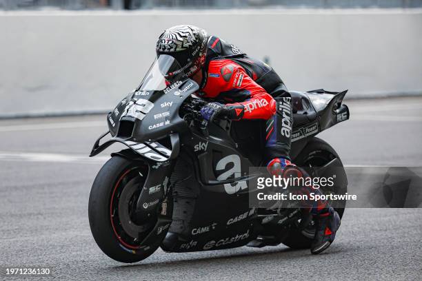 Lorenzo Savadori of Aprilia Racing in action during day one of MotoGP Sepang Shakedown held at Petronas Sepang International Circuit in Sepang,...
