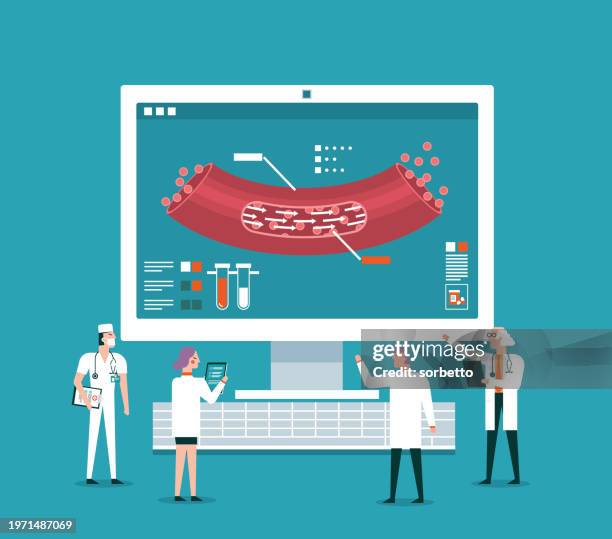 blood vessel - analyzing - arteriosklerose stock-grafiken, -clipart, -cartoons und -symbole