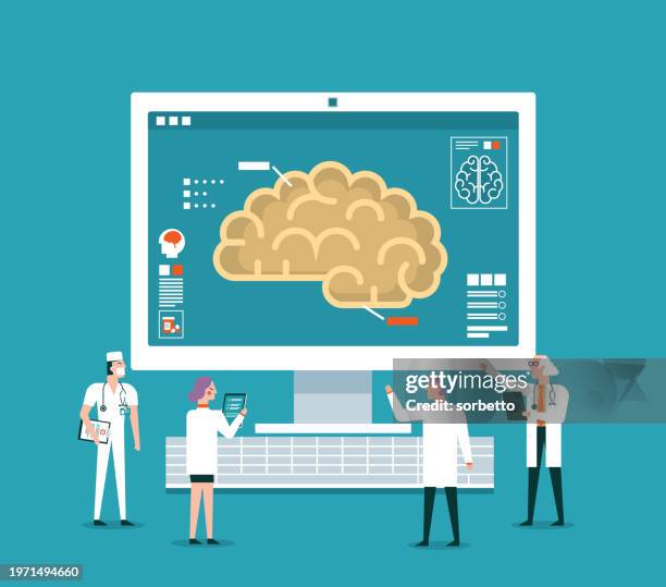 diagnose human brain - brain scans stock illustrations