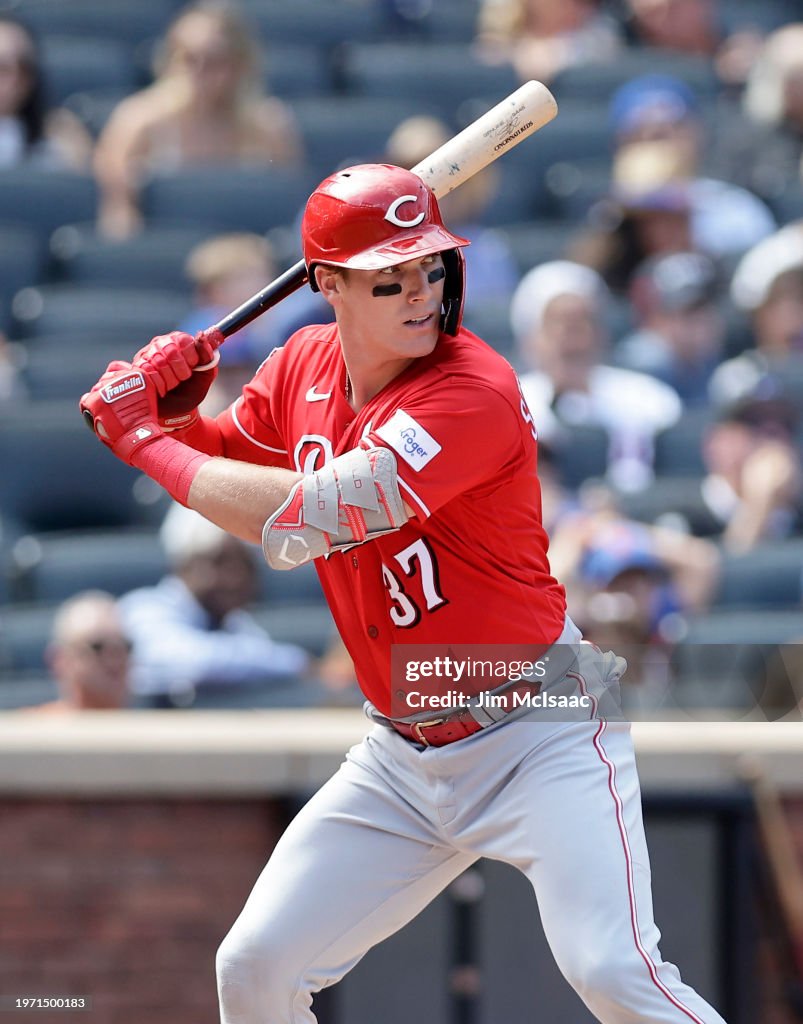 Anthony Stephan Reds Tyler Stephenson of the Cincinnati Reds in action against the New ...