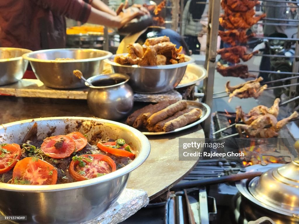 Variety of meat food item on Lucknow street
