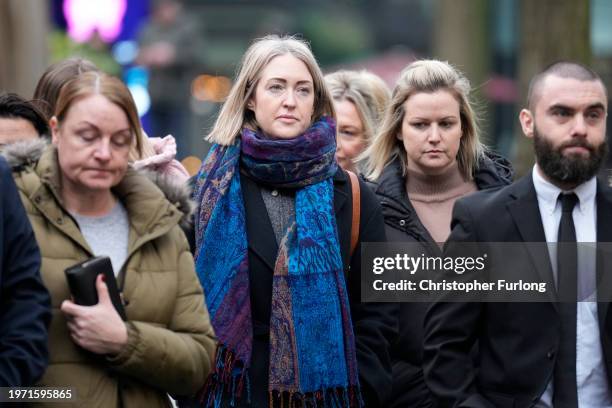 Esther Ghey, mother of murdered teenager Brianna Ghey, and relatives arrive at Manchester Crown Court on February 2, 2024 in Manchester, England....