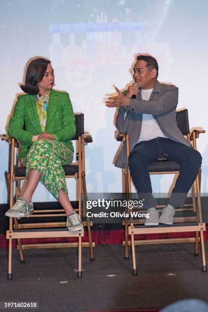 Beauty Gonzalez and John Arcilla speak at the Manila International Film Festival Press Conference at TCL Chinese 6 Theatres on January 29, 2024 in...