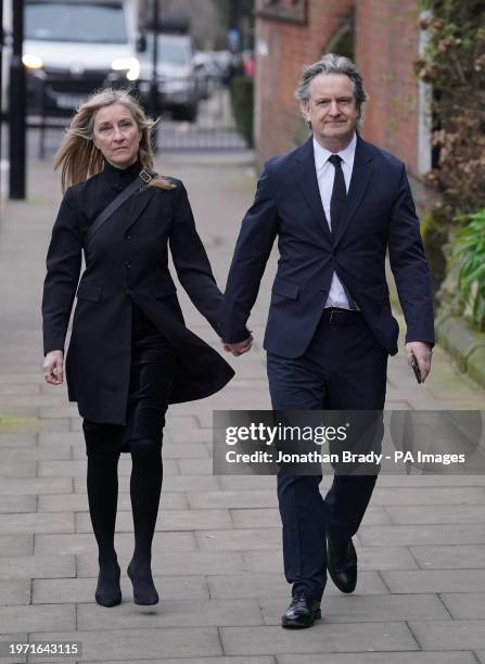 Fiona Phillips and Martin Frizell attend the funeral service of Derek Draper at St Mary the Virgin church in Primrose Hill, north west London. The...