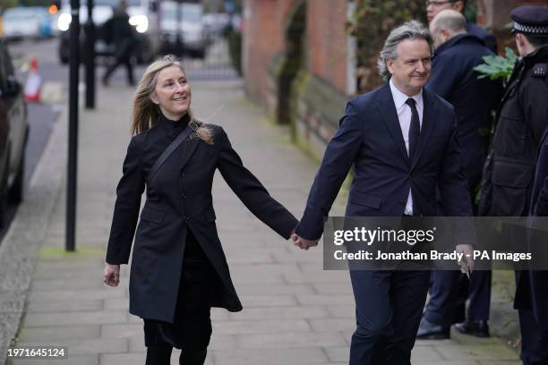 Fiona Phillips and Martin Frizell attend the funeral service of Derek Draper at St Mary the Virgin church in Primrose Hill, north west London. The...