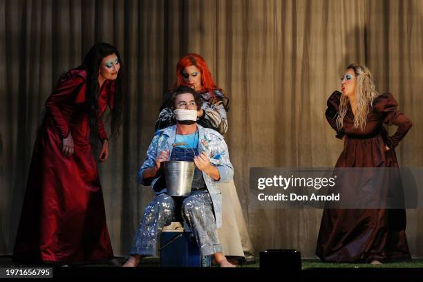 Ben Mingay plays the role of Papageno during the final dress rehearsal of "The Magic Flute" at Sydney Opera House on January 30, 2024 in Sydney,...