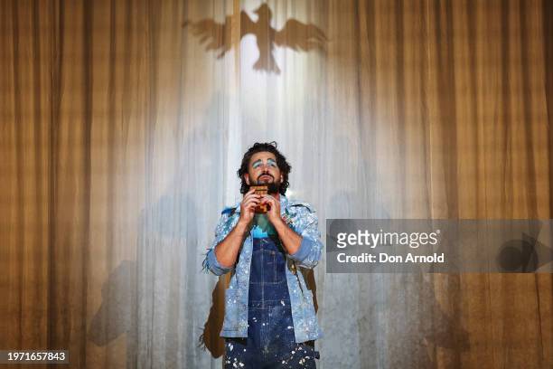 Ben Mingay plays the role of Papageno during the final dress rehearsal of "The Magic Flute" at Sydney Opera House on January 30, 2024 in Sydney,...