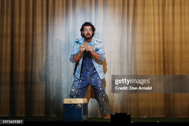 Ben Mingay plays the role of Papageno during the final dress rehearsal of "The Magic Flute" at Sydney Opera House on January 30, 2024 in Sydney,...