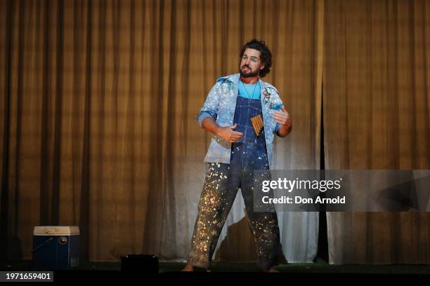 Ben Mingay plays the role of Papageno during the final dress rehearsal of "The Magic Flute" at Sydney Opera House on January 30, 2024 in Sydney,...