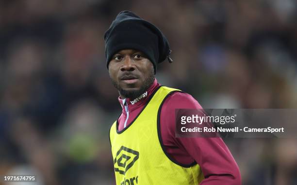 West Ham United's Maxwel Cornet during the Premier League match between West Ham United and AFC Bournemouth at London Stadium on February 1, 2024 in...