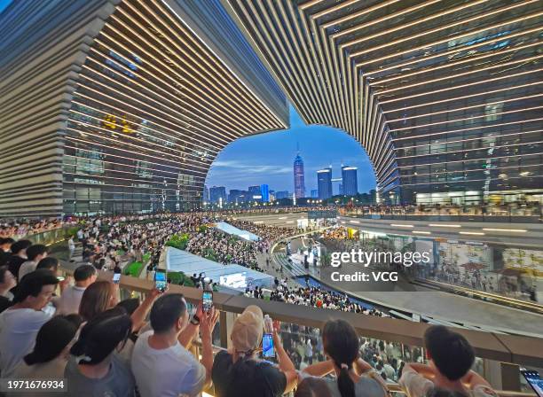 Local residents watch a concert at Changzhou Culture Plaza on June 22, 2023 in Changzhou, Jiangsu Province of China. Changzhou saw its gross domestic...