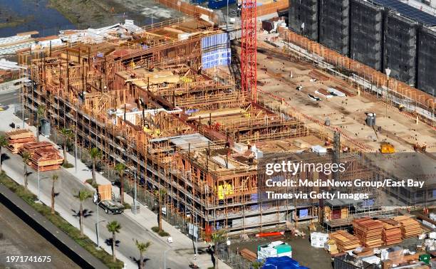 View of new construction is seen from this drone view on Treasure Island in San Francisco, Calif., on Thursday, Jan. 11, 2024.