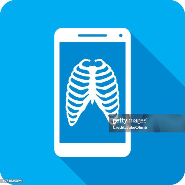 rib cage smartphone icon silhouette 1 - human rib cage stock illustrations