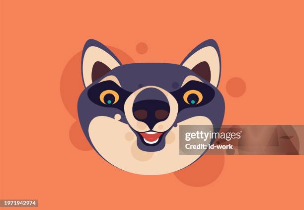 funny wolf head icon - gray wolf stock illustrations