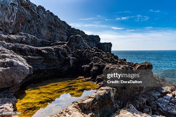 boca do inferno - hell's mouth, coastal scenery of av. rei humberto ii de itália, cascais, portugal - itália fotografías e imágenes de stock