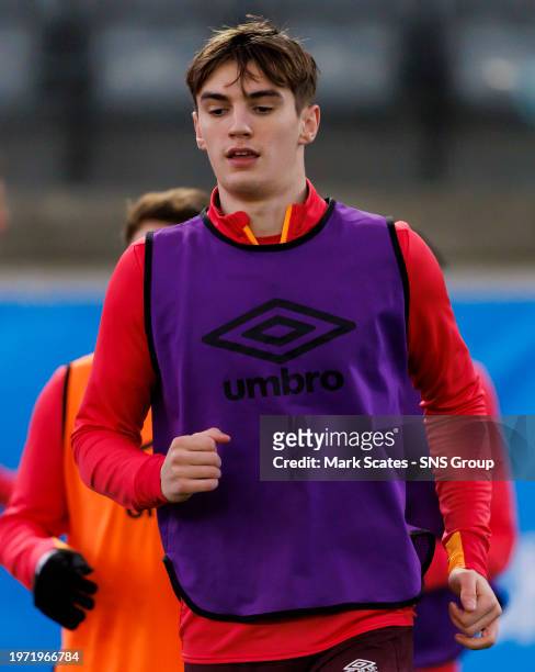 Bailey Dall during a Heart of Midlothian training session at the Oriam, on February 02 in Edinburgh, Scotland.
