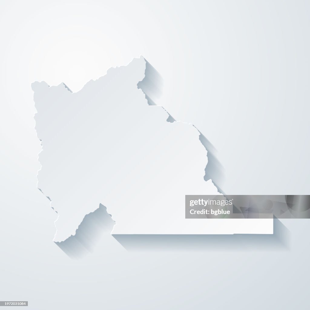 Utah County, Utah. Map with paper cut effect on blank background