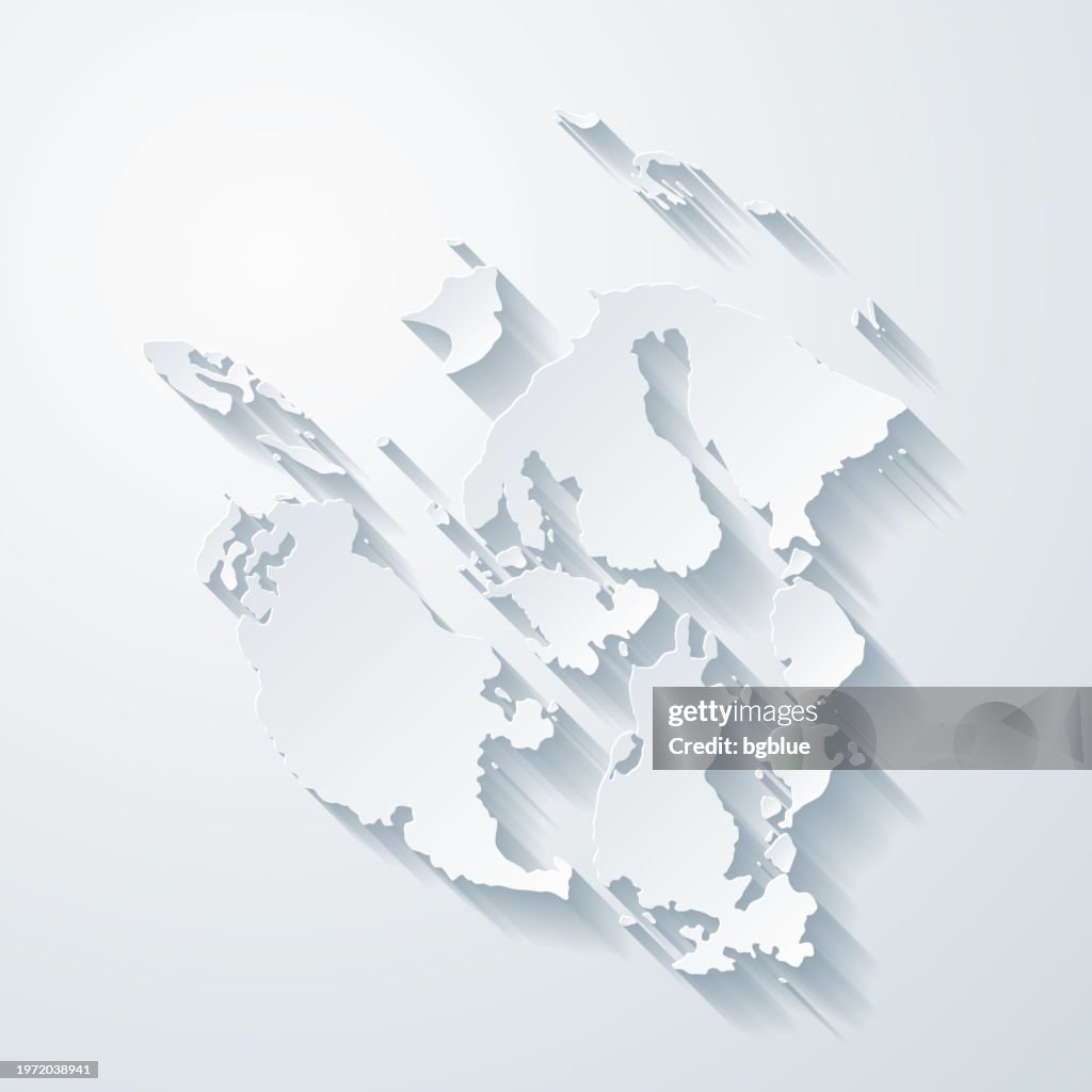 San Juan County, Washington. Map with paper cut effect on blank background