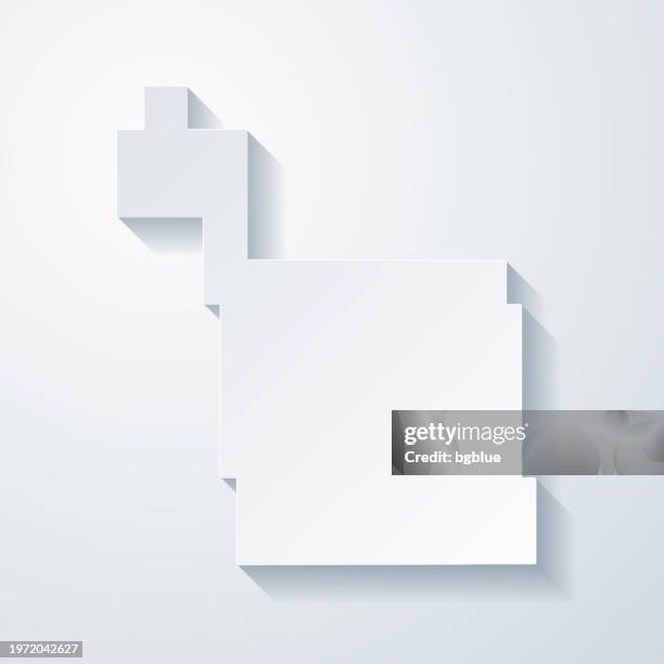 ward county, north dakota. map with paper cut effect on blank background - minot north dakota stock illustrations