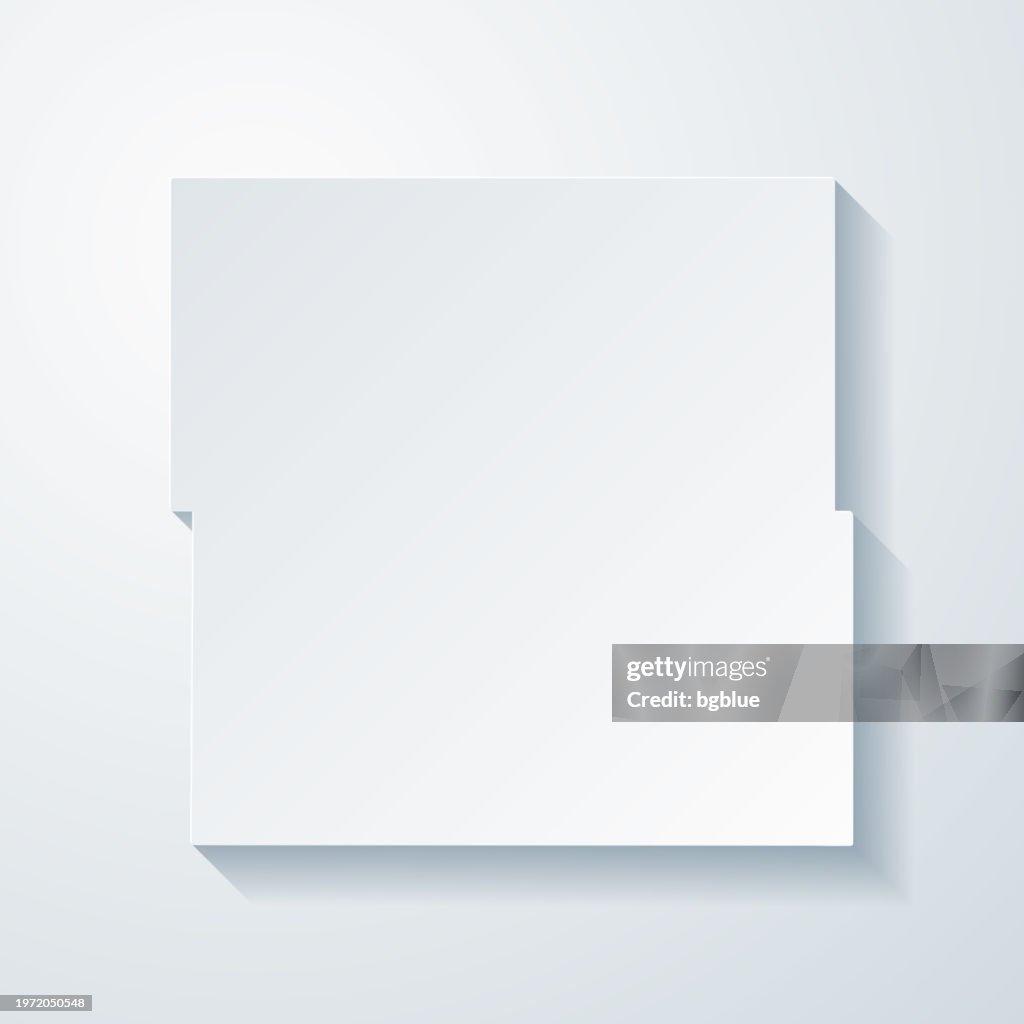 Stutsman County, North Dakota. Map with paper cut effect on blank background