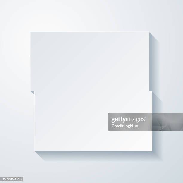 stutsman county, north dakota. map with paper cut effect on blank background - new england north dakota stock illustrations