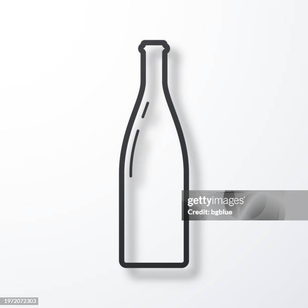 bottle. line icon with shadow on white background - wine carafe stock illustrations