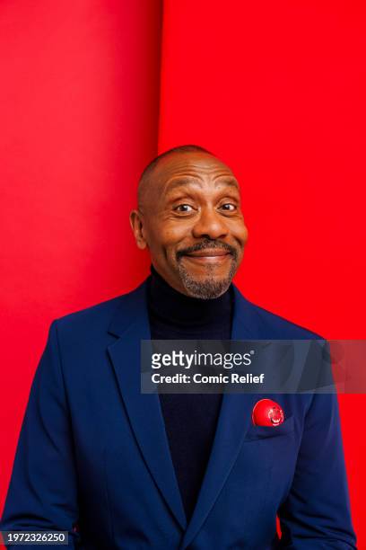 Comedian and Actor Sir Lenny Henry supports Red Nose Day 2024 on December 6, 2023 in London, England.