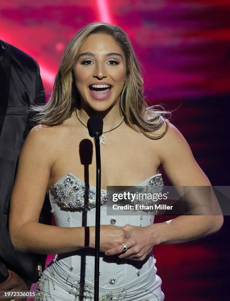 Abella Danger presents an award during the 2024 Adult Video News Awards at Resorts World Las Vegas on January 27, 2024 in Las Vegas, Nevada.