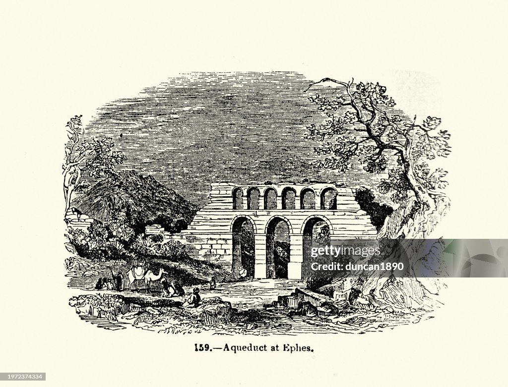 Ancient Byzantine Aqueduct at Ephesus, 1850s, Victorian 19th Century