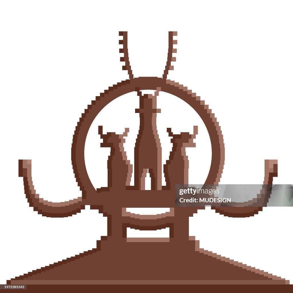 Pixel symbol from Anatolia, silhouette of Hittite sun
