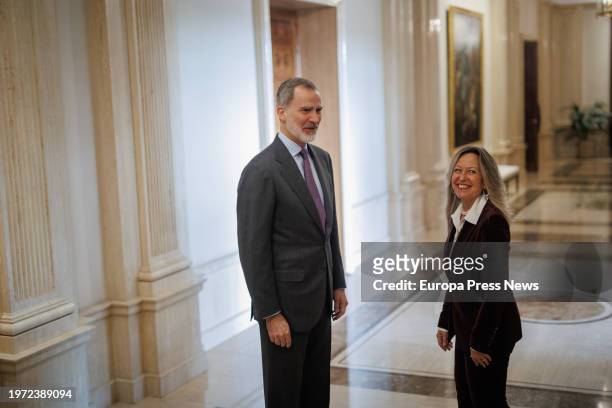 King Felipe VI receives the President of the Brazil-Spain Chamber of Commerce , Trinidad Jimenez, in audience with the Board of Directors of the...