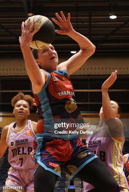 Kelsey Griffin of the Spirit in action during the WNBL match between Bendigo Spirit and Melbourne Boomers at Red Energy Arena, on January 30 in...