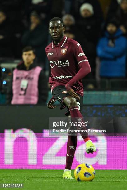 Junior Sambia of US Salernitana during the Serie A TIM match between US Salernitana and AS Roma - Serie A TIM at Stadio Arechi on January 29, 2024 in...