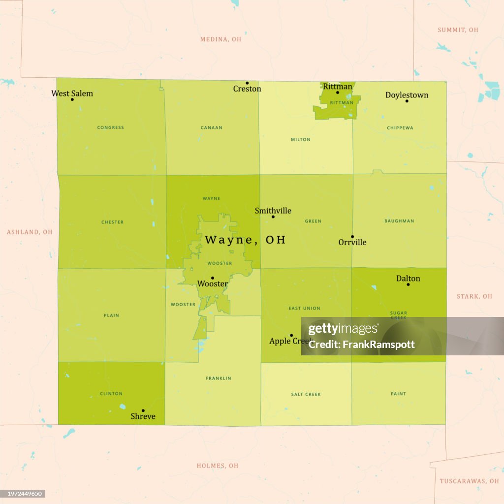 OH Wayne County Vector Map Green