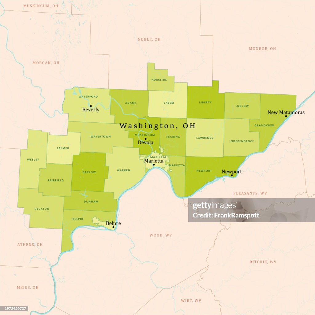 OH Washington County Vektorkarte Grün