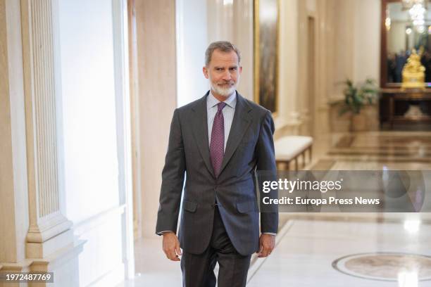 King Felipe VI receives in audience a representation of the Participants in the Commemorative Act of the CLXXV Anniversary of the creation of the...