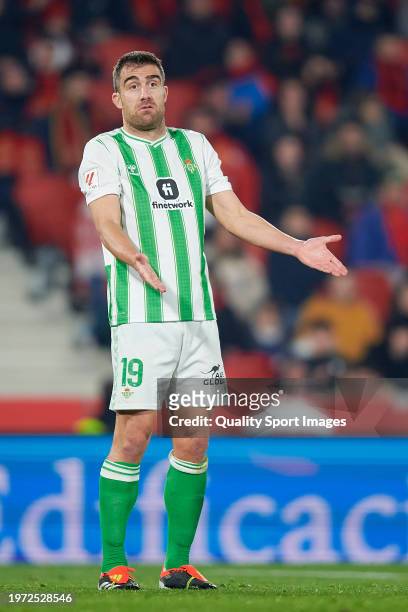 Sokratis Papastathopoulos of Real Betis reacts during the LaLiga EA Sports match between RCD Mallorca and Real Betis at Estadi de Son Moix on January...