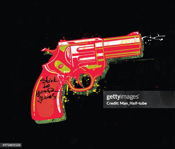 stick to your guns, handgun - target shooting stock illustrations