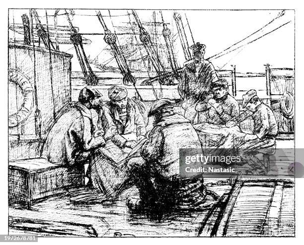 illustrazioni stock, clip art, cartoni animati e icone di tendenza di ship crew - equipaggio nave