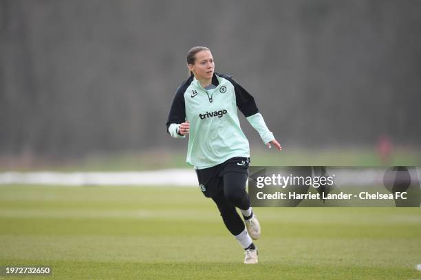 Fran Kirby of Chelsea in action during a Chelsea FC Women Training Session at Chelsea Training Ground on January 29, 2024 in Cobham, England.